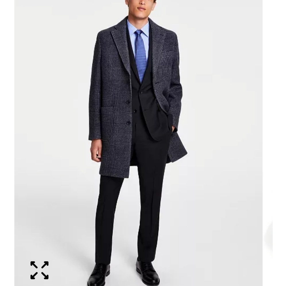 $495 B by Brooks Brothers Men's Plaid Wool Double-Face Overcoat Jacket Size 44L